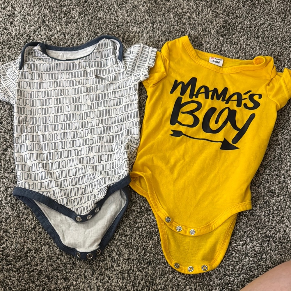 Puma Yellow and Gray Kids Bodysuit Set